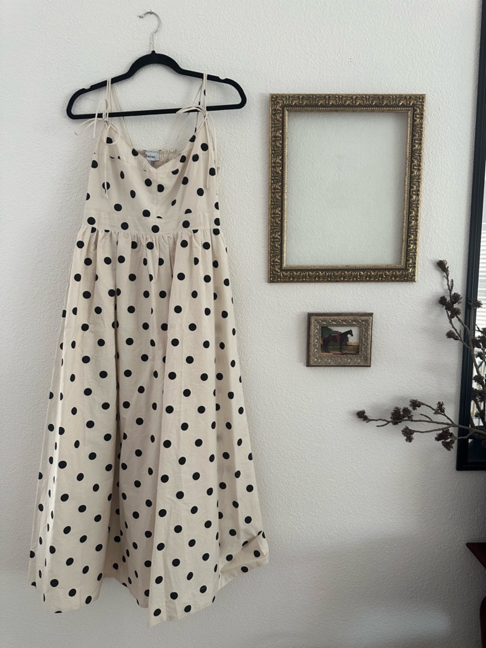 En Saison Cream Maxi Dress with Black Polka Dots